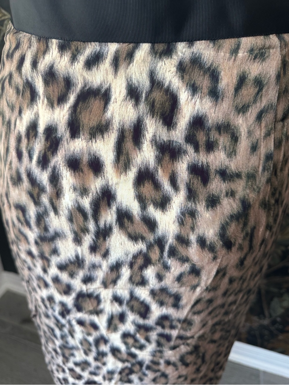 Joie Beige and Black Leopard Ruched Midi Skirt - Picture 4 of 5